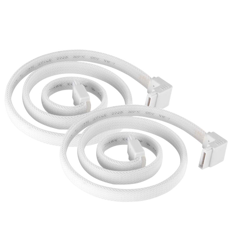 Silverstone Technology CP08W 90 Degree SATA 3 Sleeved White Cable with EMI Guard for 6Gb/s 2-Pack, SST-CP08W-USA-2PACK - Image 1